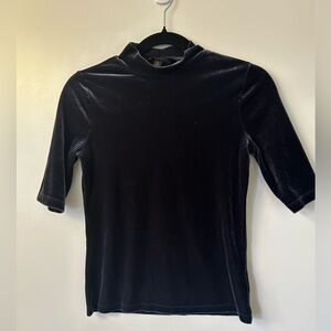 Banana Republic Velvet Mock Neck quarter sleeve in slate